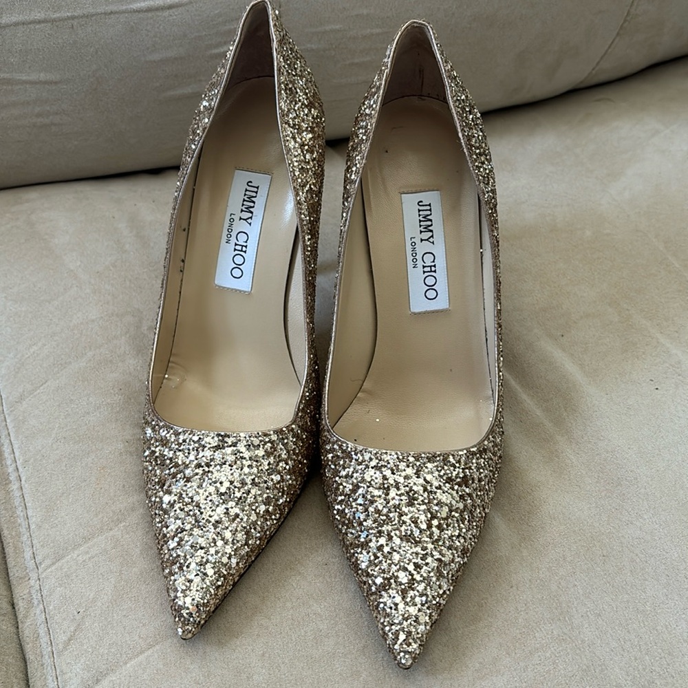 Jimmy Choo Abel Gold Glitter Pump
